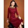 Elegant Fur Collar Patchwork Long Dress