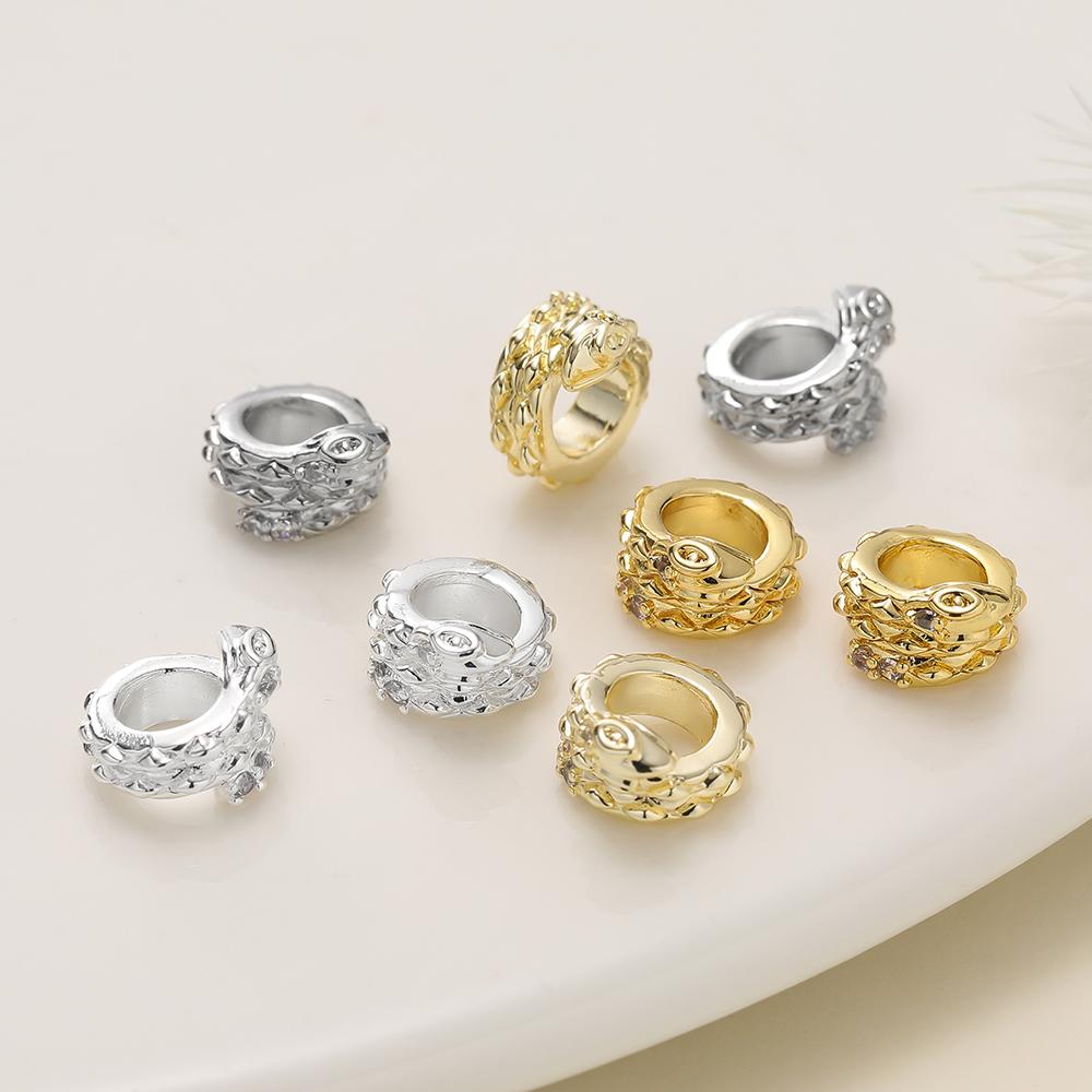 2Piece/Lot 9*10mm 14/18K Gold Color Plated Spacer Beads with Zircon for DIY Necklace Bracelets Jewelry Making Accessories