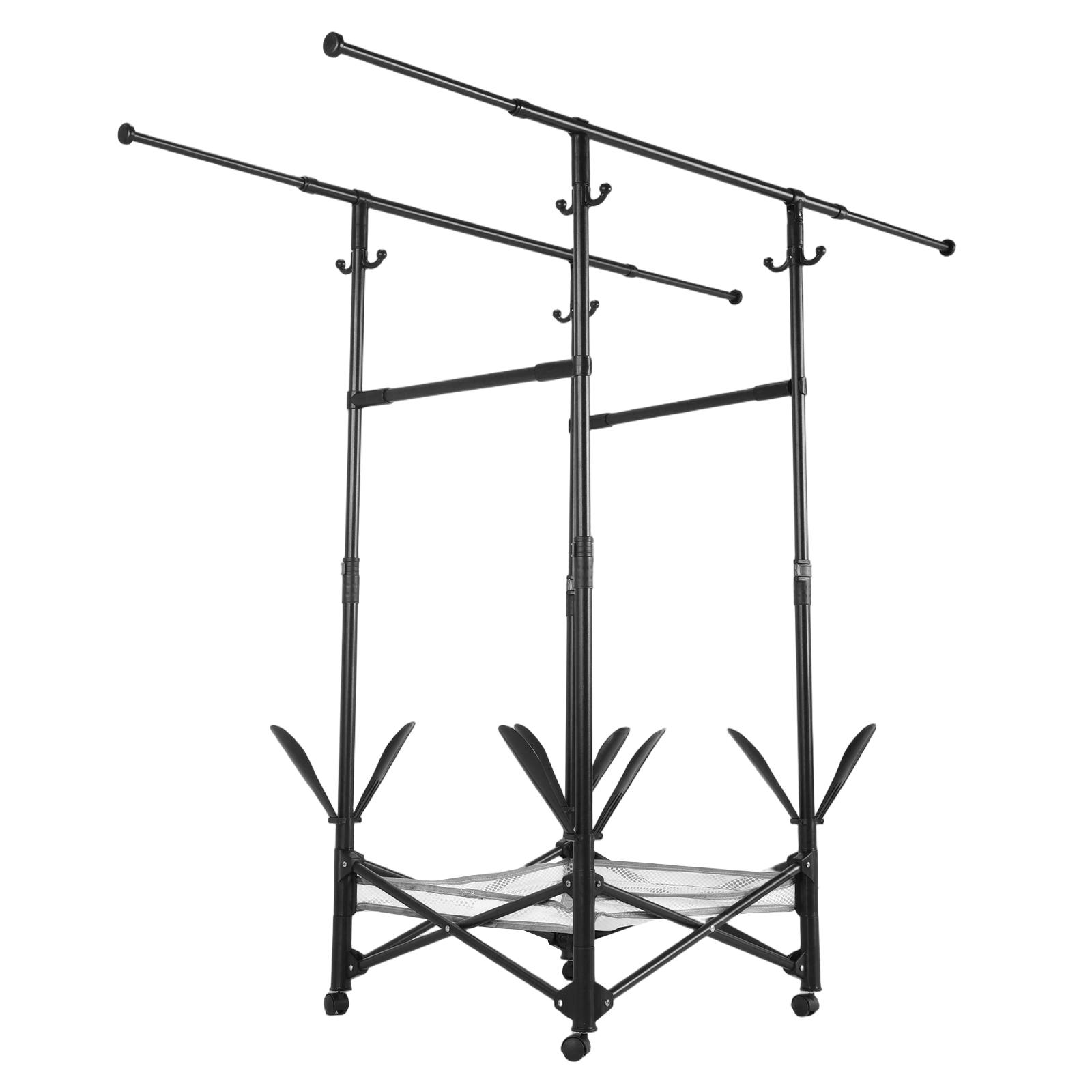 

360° Rotation Clothes Hanger, Fodable & Extendable Clothes Drying Storage Rack, Easy To Move Free Standing Bedroom Pole for Coat