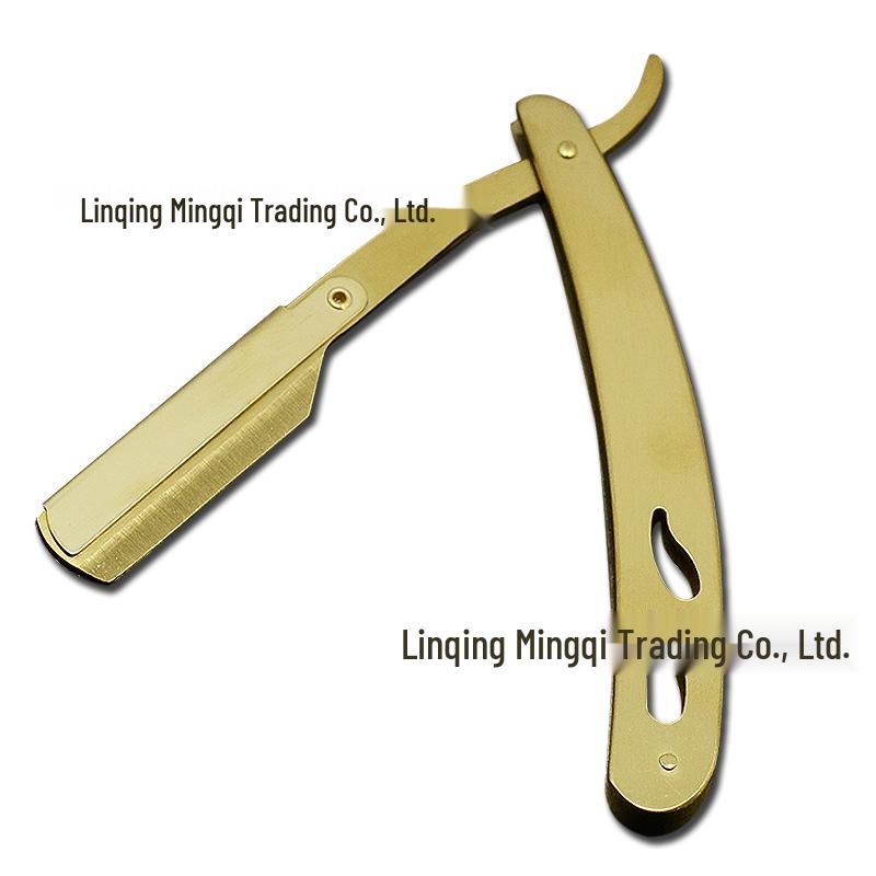 Goldener Vintage-Rasierhobel & Halter für Herrenrasur