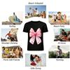 Sweet Heart Sheer Bow Print Cute Girls Casual Top Pure cotton T-shirt