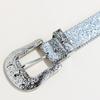 Shimmering Sequined Belt Girl Engraved Buckle Belt 2000s Waistband Punk Waistbelt Bead Trim Belt Aesthetic Waist Accessory