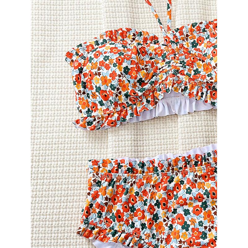Floral Printed Ruffle Bikini Set Women Sexy Swimsuit Two-Piece Female Swimwear Strapless Bathing Summer Fashion Beachwear