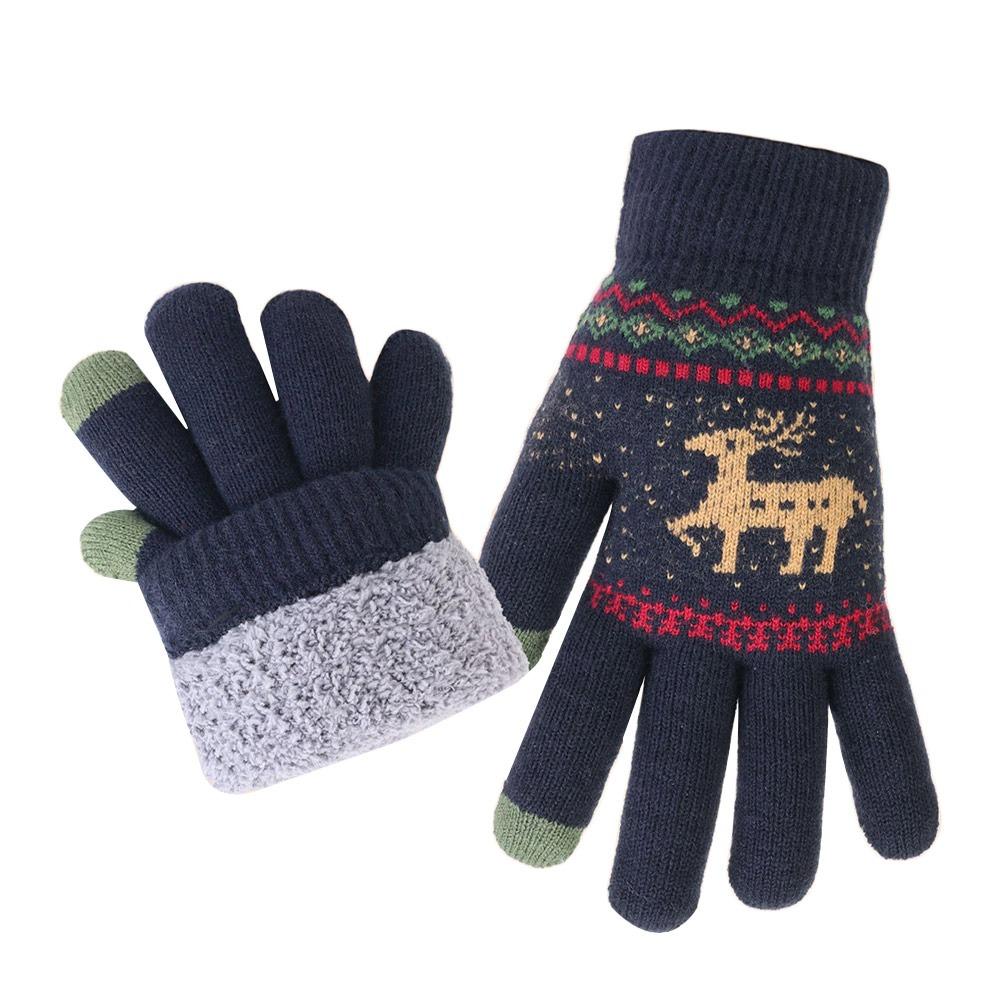 Fleece Lining Winter Gloves Thickened Knitted Gloves Fashion Warm Gloves  Women Men