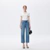 Fengmao Women's Lycra Raw Hem Straight-Leg Jeans