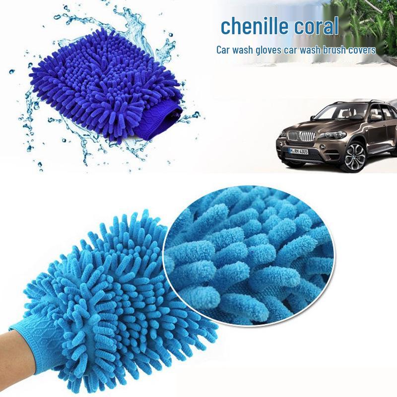 Chenille Bear Paw Car Wash Gloves: Coral Fleece, Waterproof, Non-Damaging, Thickened Cleaning Tool