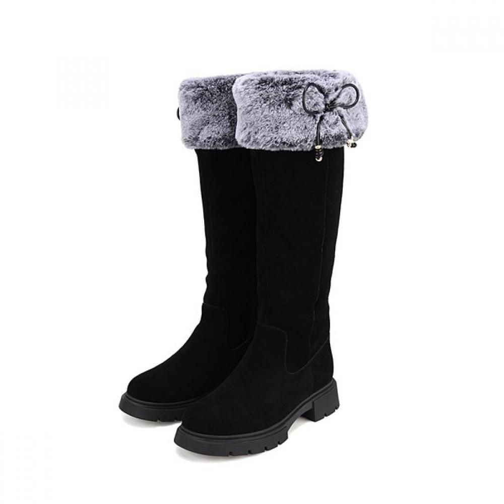 Barbara Leather Suede Two Tone Fur Long Boots 4cm Bbh853bk 250mm