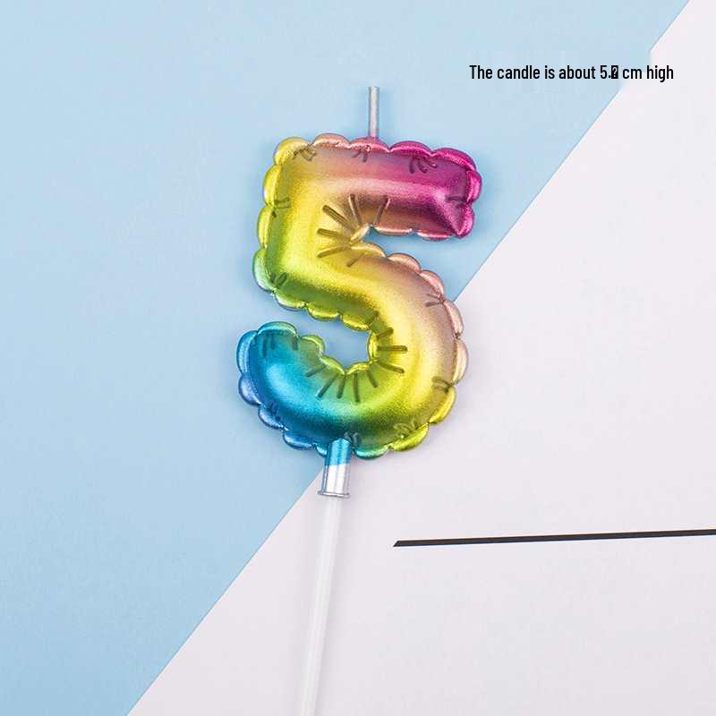 Large Rainbow Laser Number Balloons and Candles for Birthday Cakes and Party Decorations