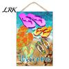 Wooden Sign for Patio Summer Beach Hanging Sign, Double?Sided Flip?Flop Wall Plaque with Rope, Coastal Holiday Home Porch Door Decor House