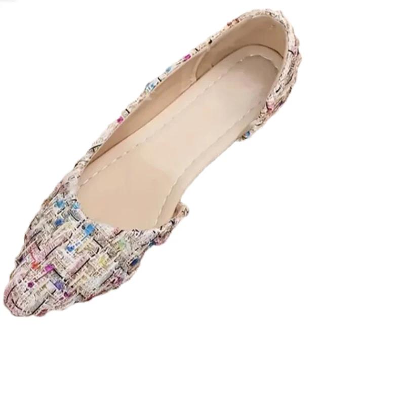 Mode Spitzschuhe Damen Ballerinas Lässige Sandalen Strick 2024 Mode Neue Laufkleidschuhe Bequem Klassisch Mujer Chaussures