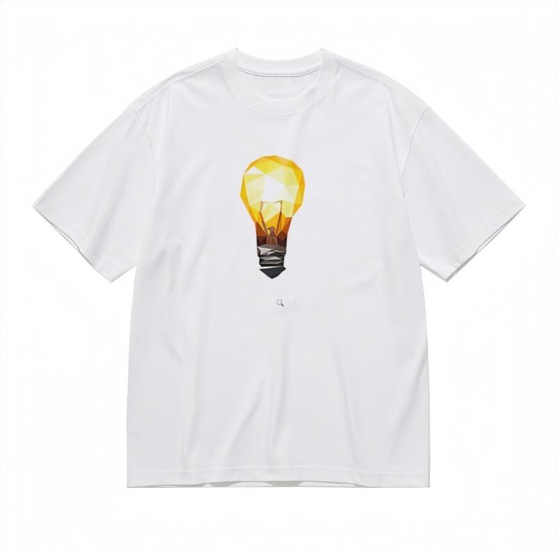 

Men s Trend Classic T-Shirt Gradient Color Geometric Lamp Print White Cotton Tee 4XL