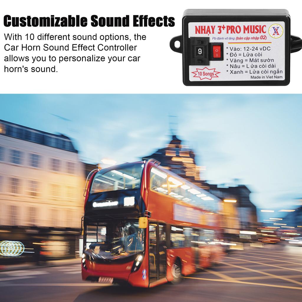 Car Horn Controller Electric Horn Speaker Sound Control Unit with 10 Sound Effects Switching 12-24V