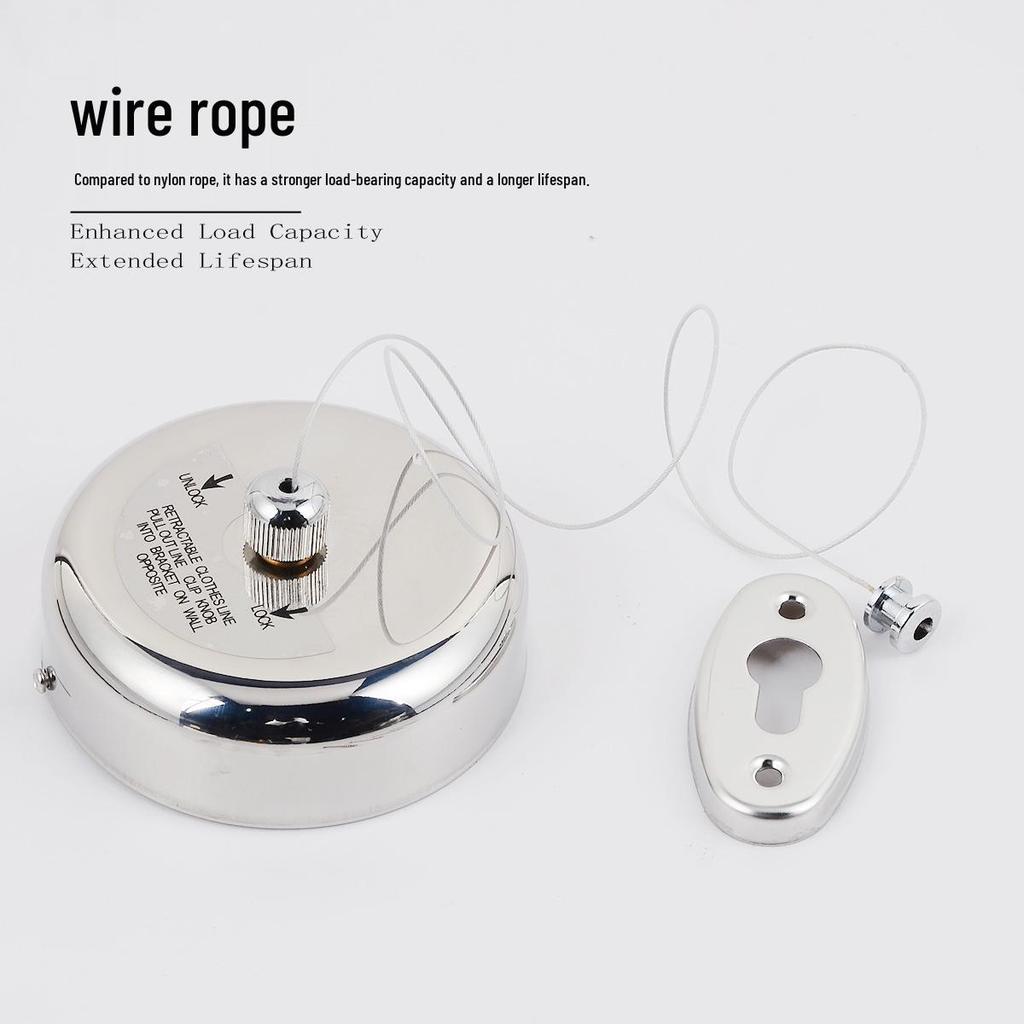 304 Stainless Steel Retractable Clothesline - No-Drill, Invisible Wall Mount, Indoor Nylon Drying Rope