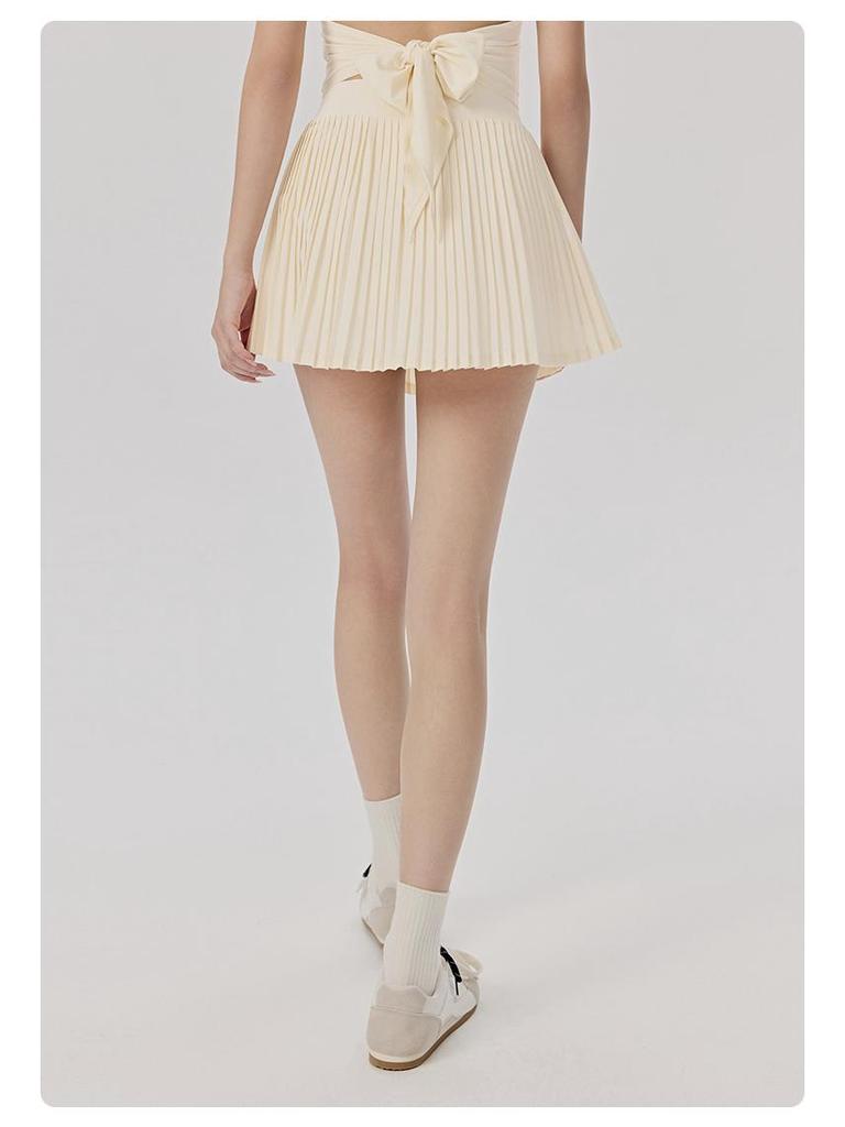Women's High-Waisted Sports Skirt with Tennis Pocket, Accordion Pleats, Built-In Safety Shorts, and Anti-Exposure Design