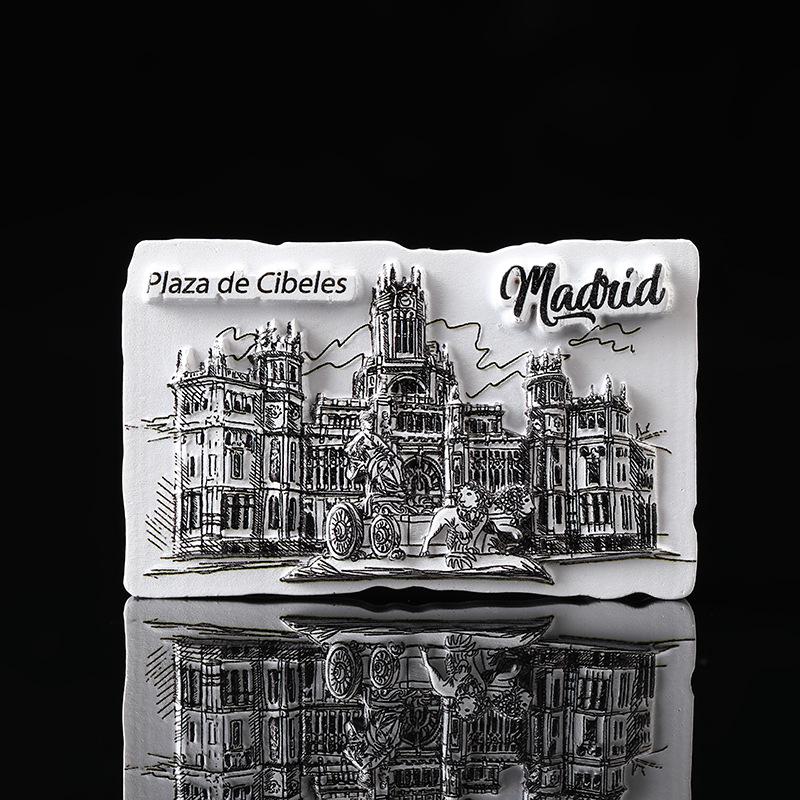 Kühlschrankmagnet mit Spanien-Land-Souvenir, Madrid, Barcelona, Magnetmagnete für den Kühlschrank, Kunstharz, bemalt, dekoratives Kunsthandwerk
