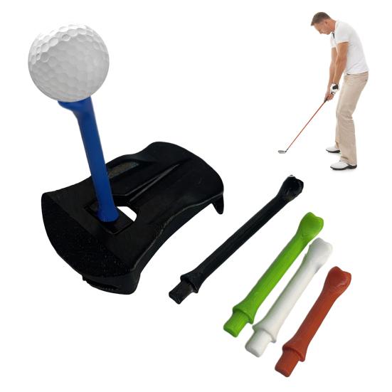 3D Printed Golf Tee Holder with 5 Tees Artificial Turf Tee Stand Outdoor Indoor Driving Range Home Training Golf Simulator Tee Hinged Turf Base