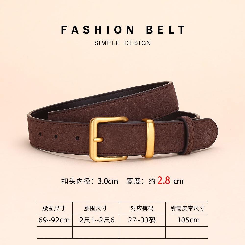 Women'S Leather Belt Light Luxury Simple Decorative Jeans Belt Women'S Velvet Cowhide