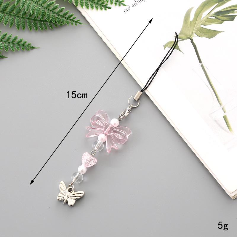 Handmade Colorful Bow Pendant Phone Case Keychain Lanyard Charm