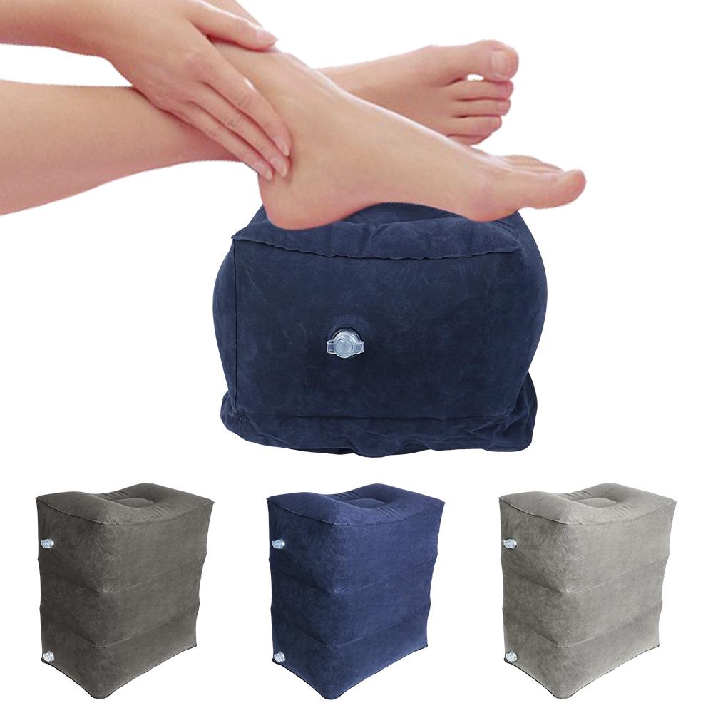 PVC Travel Foot Rest Pillows 3 Layers Footrest Pillow On Airplane Car Bus Adjustable High Leg Support Foot Pad Inflatable