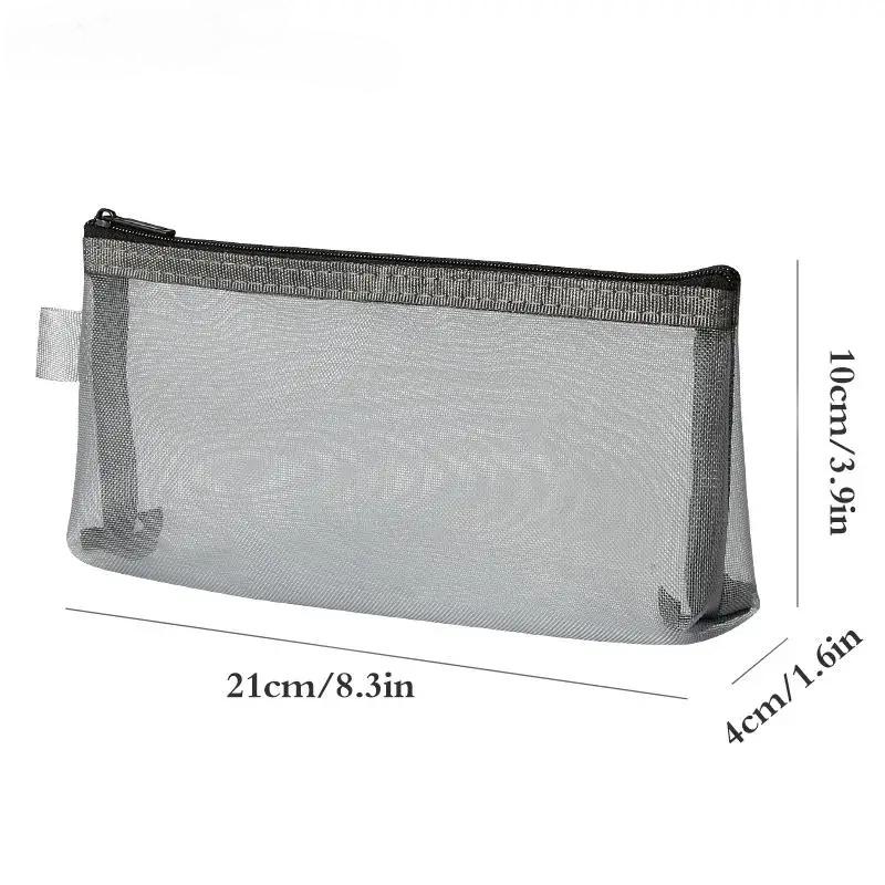1Pc Simple Transparent Portable Mesh Pencil Case Office Storage Bag Student Pen Bag School Supplies Stationery Bag
