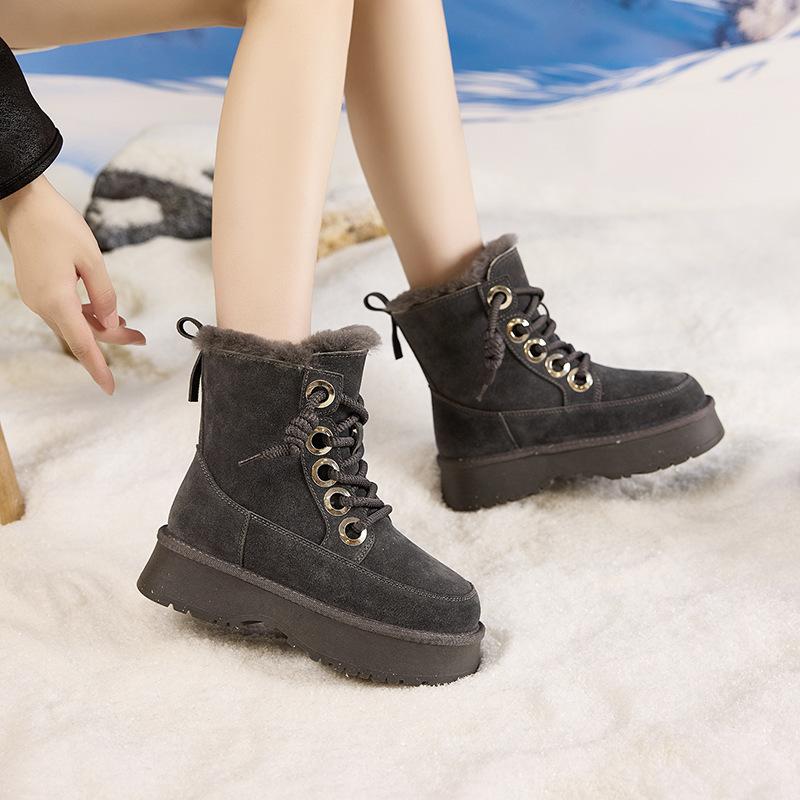 2025 Martin Boots Women's Velvet New Winter Warm Women's Shoes Waterproof and Non-slip Snow Boots Thick Sole