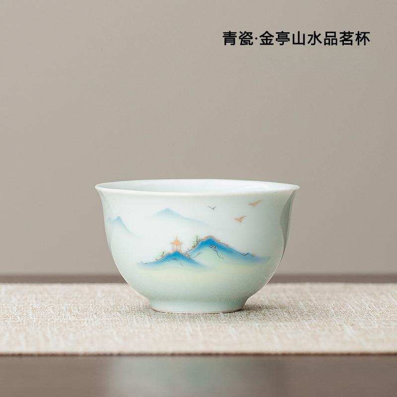 

Ceramic single cup landscape painting tea cup, master cup, tea tasting cup, tea making cup, Kung Fu tea set 200ml