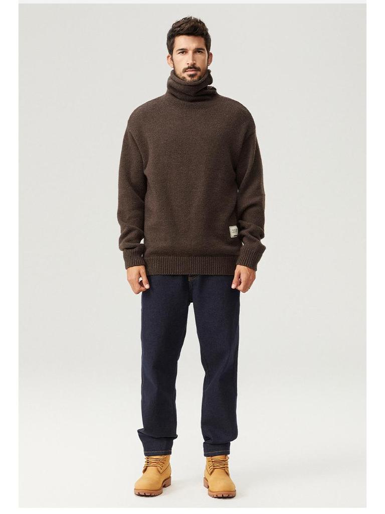 Męski Sweter Retro z Grubym Golfem - Jesienno-Zimowa Odzież Dzianinowa Casual