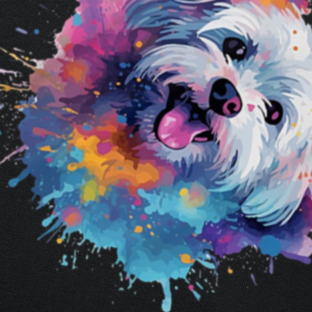 Funny Colorful Maltese Splash Art Dog Graphic T-shirts Men Women's Fashion Casual Tshirt 100% Cotton Loose Oversized T Shirt