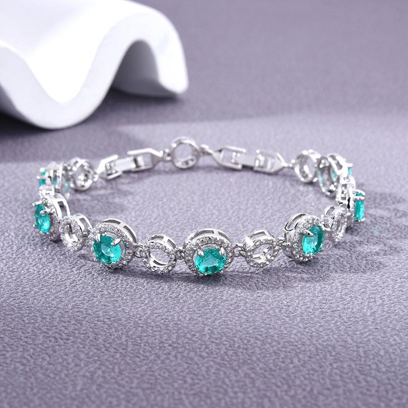 Popular Jewelry Accessories Colored Zircon Jewelry Bracelet Brass Plated Platinum Handmade