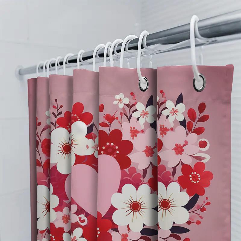 Floral Heart Shower Curtain - Romantic Bathroom Decor