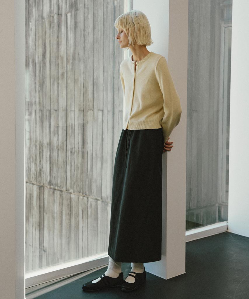 LEFTSEOUL Soft Synthetic Leather Banding Skirt [Black]
