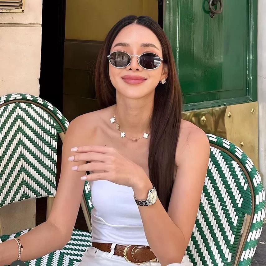 Metal Edge Retro Oval Sunglasses Women'S Advanced Sense Uv Protection Photo Sunglasses