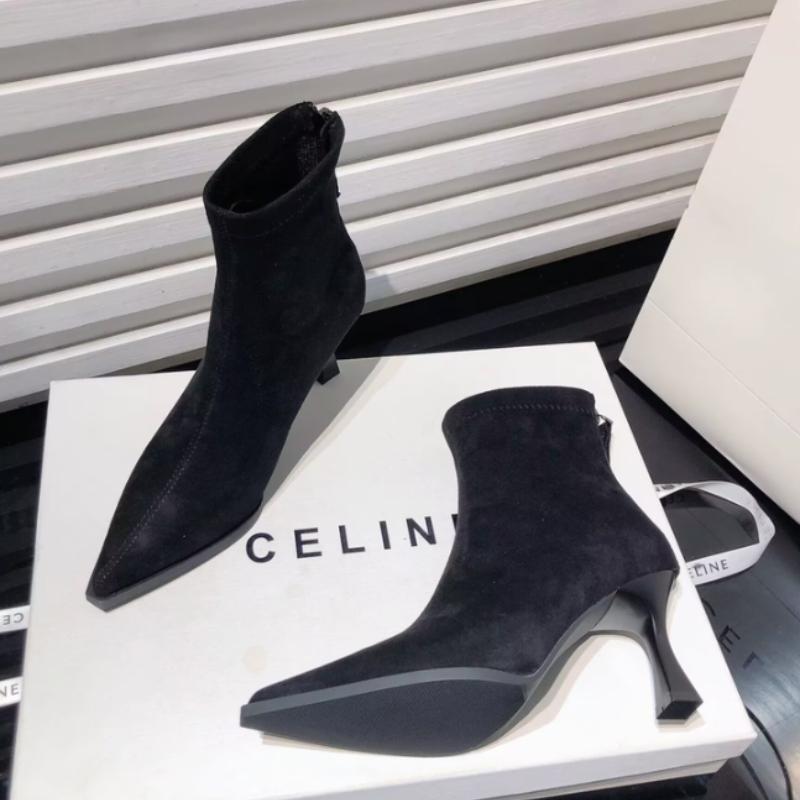 Fashion High Heels Ankle Boots Women Leopard Pointed Toe Shoes Winter New 2024 Trend Chelsea Snow Botas Pumps Fashion Sexy Zapatos Mujer