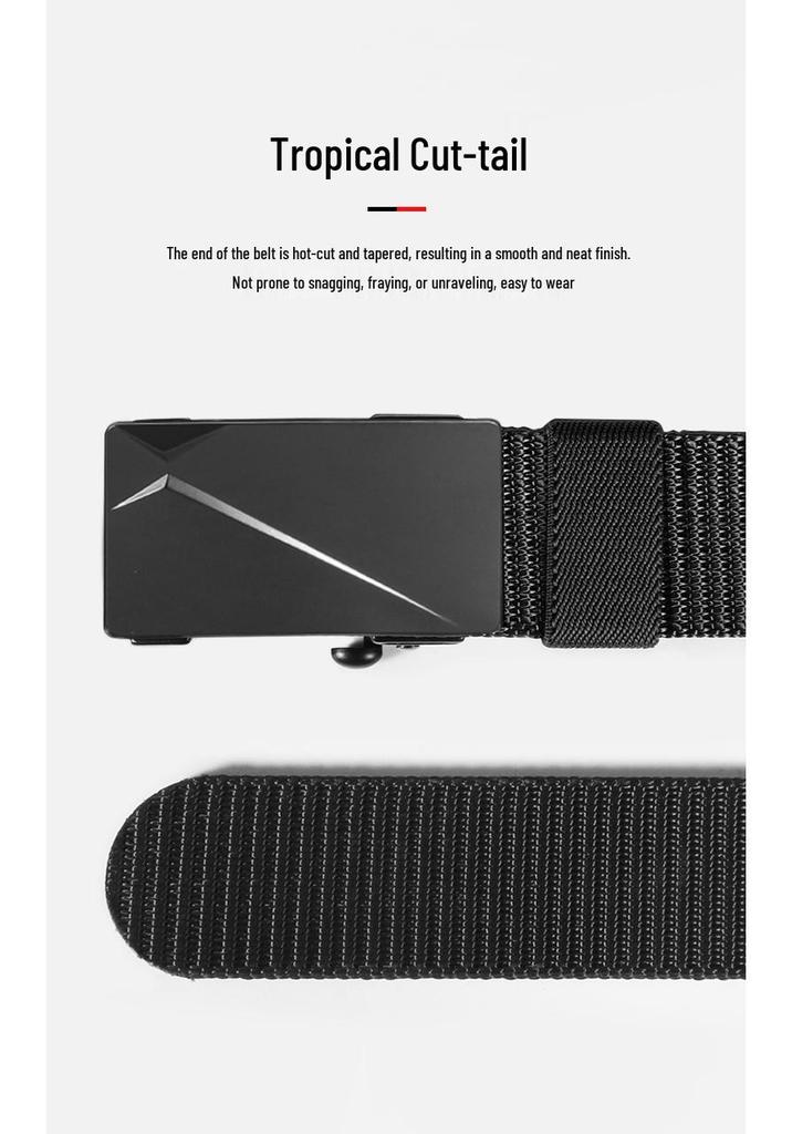 Men's Nylon Automatic Buckle Belt - Fashionable Woven Canvas Waistband for Youth