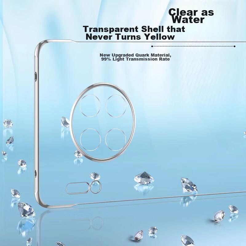 POZZO Transparent Integrated Glass Lens Hard Case for Huawei Mate30 Pro, Shockproof Simple Luxury Designn, Borderless Anti-Yellowing Phone Cover