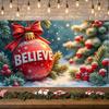 Christmas Theme Display Holiday Decorative BELIEVE Banner Christmas Ornament Display Frosted Finish Holiday Backdrop For Winter