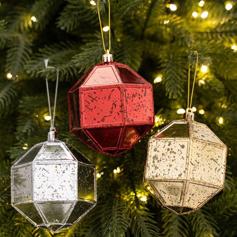 Red Gold Silver Christmas Baubles Plastic Material Hanging Ornaments New Christmas Balls Xmas Tree