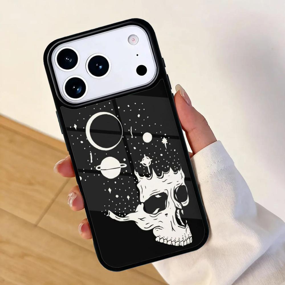 Skull Space Hair Phone Case For Apple iPhone 17 air 16 Pro Max 15 Pro Max 14 13 12 11 Mini Back Cover