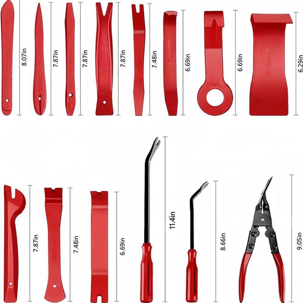 19PCS Plastic Car Trim Removal Tool Panel Tool Interior Disassembly Tools Auto Trim Puller Tool Red Blue Rivet Fastener