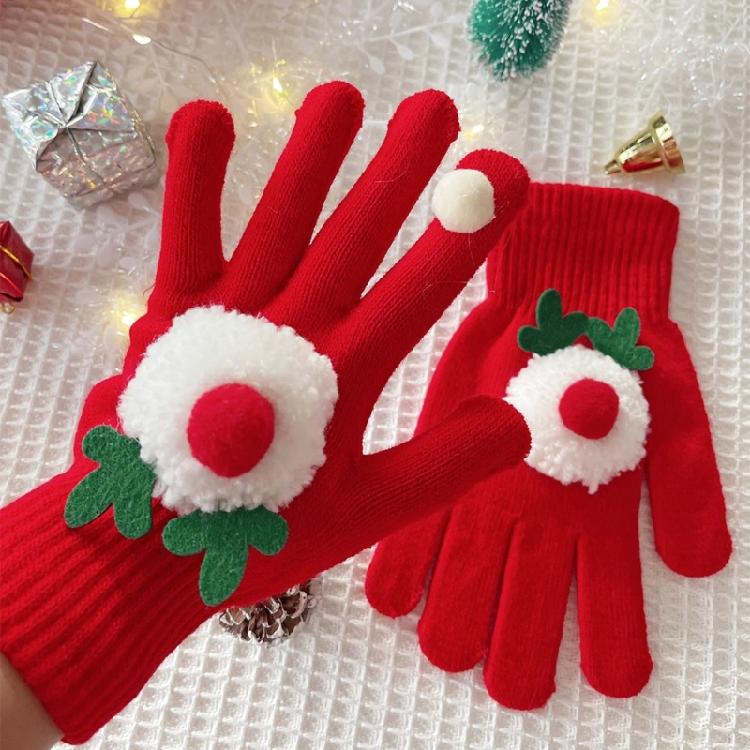 Holiday Theme Gingerbreadman Gloves Knitted Gloves Festival Handwear Lovely Snowman Knitwear Gloves for Daily Use