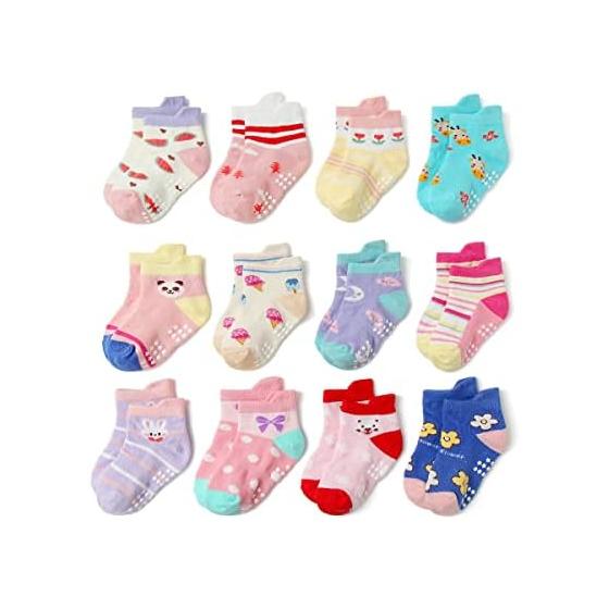 [ZGKULAEAOW] 12 Pairs Baby Socks Baby Short Girls Socks Ankle Anti-slip Kids Children Crew Length Socks