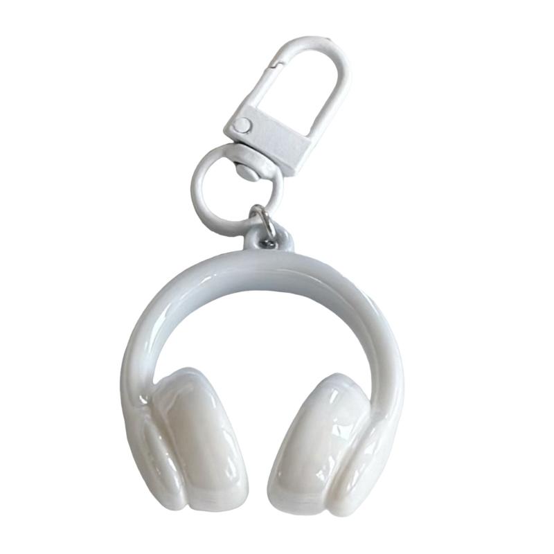 

Trendy Music Themed Keychain Charm Soft Resin Headphone Shape Keyring Carabiner Gift for Teens and Adults білий