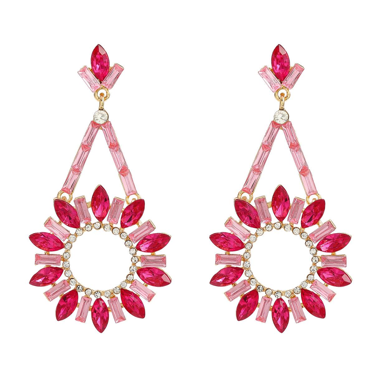 Pinkdudu модные трендовые цветные бриллиантовые серьги-подвески женские преувеличенные круглые цветочные серьги-подвески для вечеринки PD2162 one size розы красного