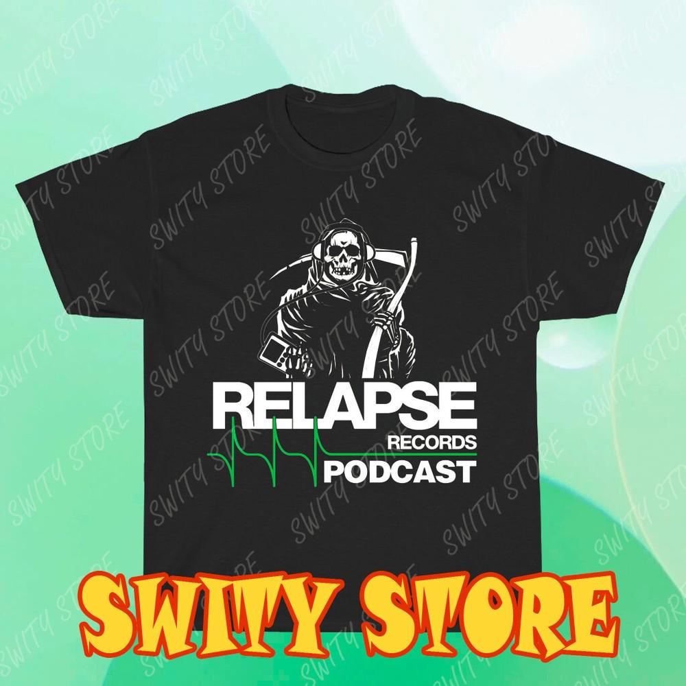 

RELAPSE RECORDS Men s Black T-shirt Logo T-Shirt Funny Size S to 5XL L