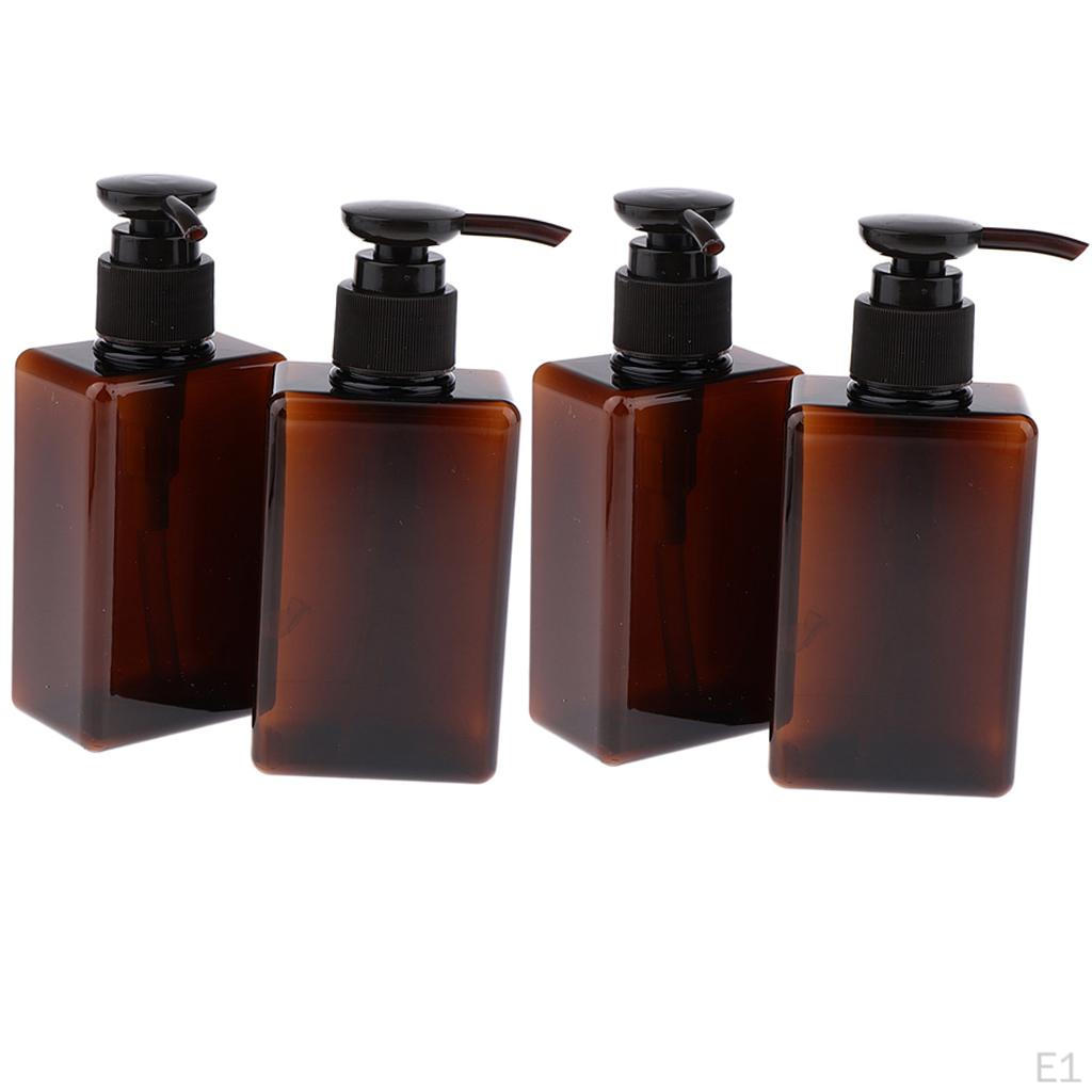 150 Ml Empty Plastic Pump Bottles - 4 Pack ( Amber )- for Oils, S, Soaps, S and
