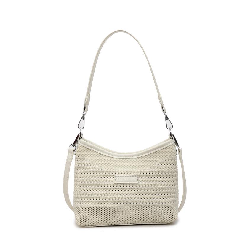 

Korean Style Color Block Woven Tote Bucket Bag - Trendy Women s Crossbody & Shoulder Bag with Advanced Texture. грязно-белый