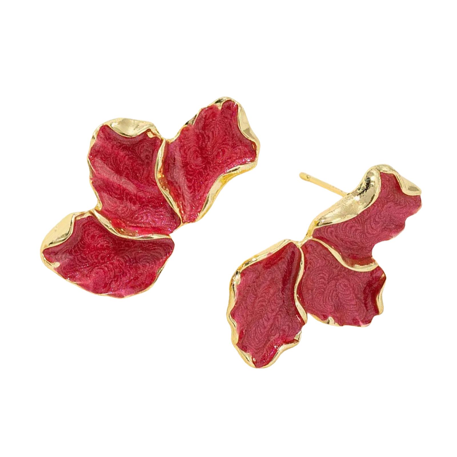 

Vintage Maple Leaf Flower Earrings Inspire By Elegant Styles Featuring Oil Drip Designs Accessory for Fashionable Women красный