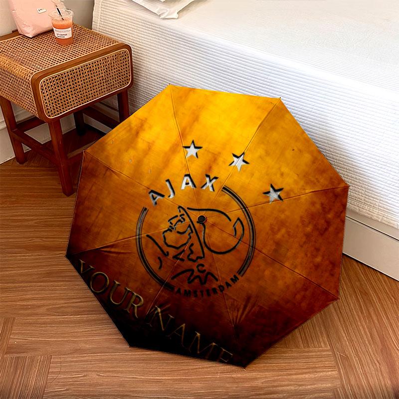 1 PC Automatic Folding Umbrella - AFC Ajax Custom Name Pattern, Portable & Foldable Design with 8 Ribs, Christmas Birthday Gifts
