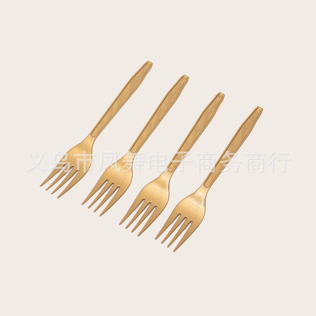 Colorful Gold Prints Colorful Plastic Knives, Forks And Spoons Dining Table Supplies Disposable Knives, Forks And Spoons Party Tableware