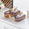 Elegant Iron Art Snack Dish with Compartments: Luxurious Fruit Plate for Home or Hotel